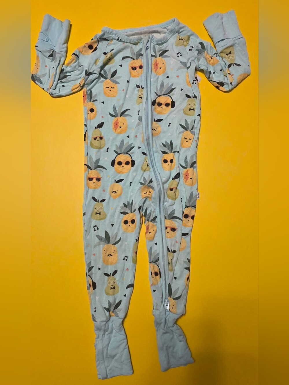 Little Sleepies Light Blue Pineapple Print Footed One-Piece